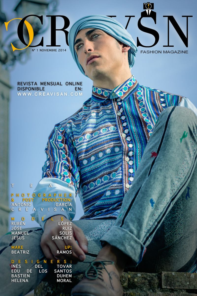 Ruben Lopez featured on the CRVSN Fashion Magazine cover from November 2014