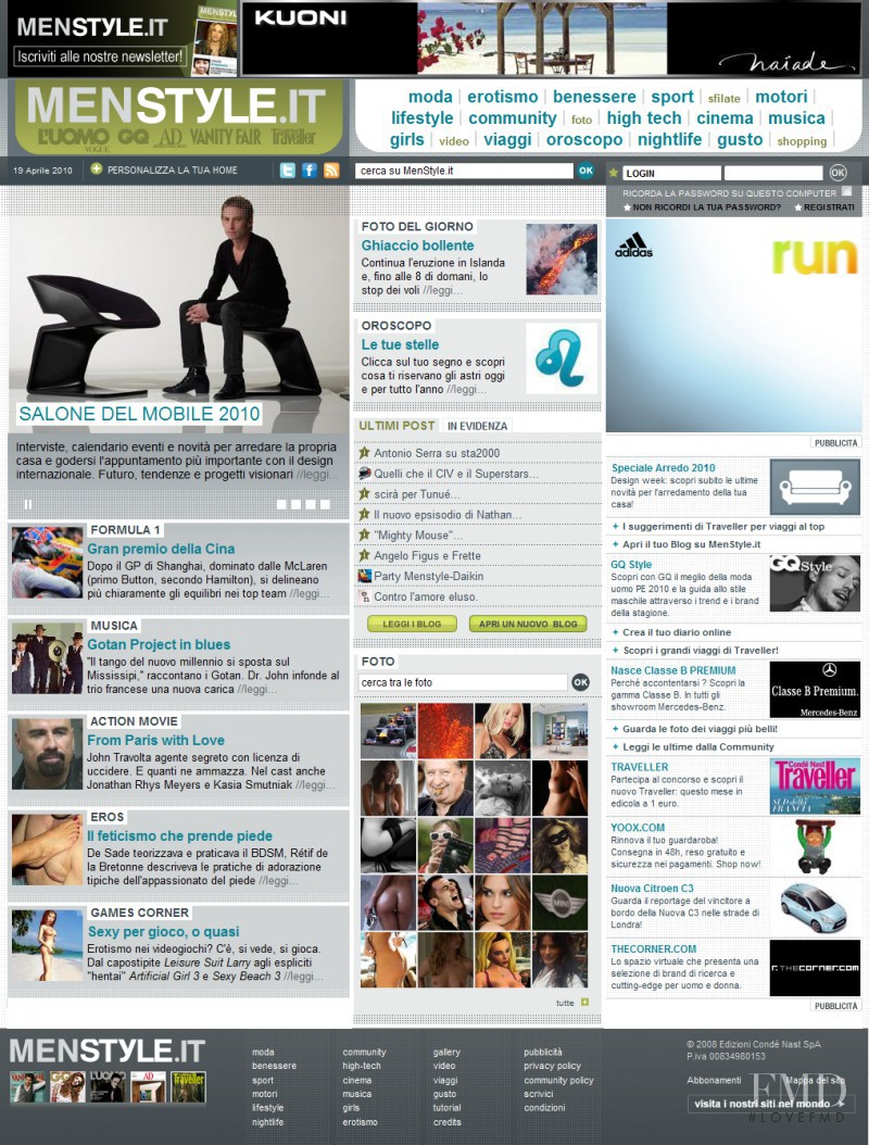  featured on the MenStyle.it screen from April 2010