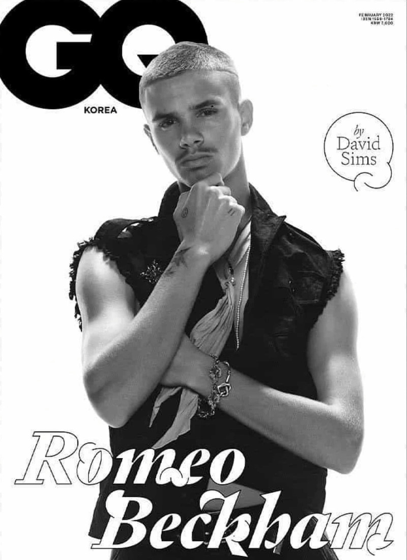 Romeo Beckham featured on the GQ Korea cover from February 2022
