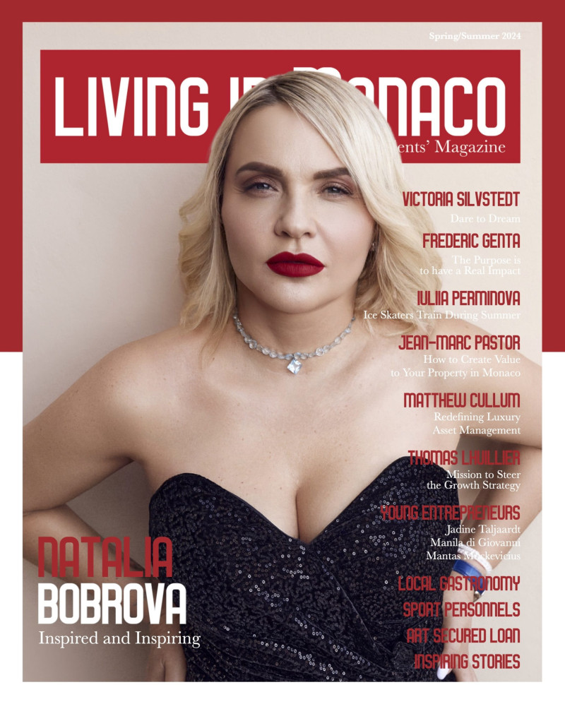 Natalia Bobrova featured on the Living in Monaco cover from March 2024