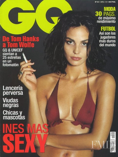 Ines Sastre featured on the GQ Spain cover from April 2000