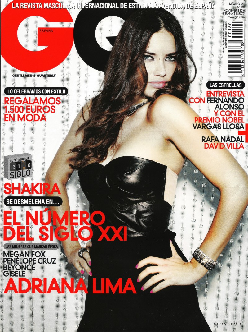 Adriana Lima featured on the GQ Spain cover from November 2010