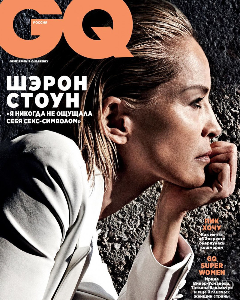 Sharon Stone featured on the GQ Russia cover from February 2020