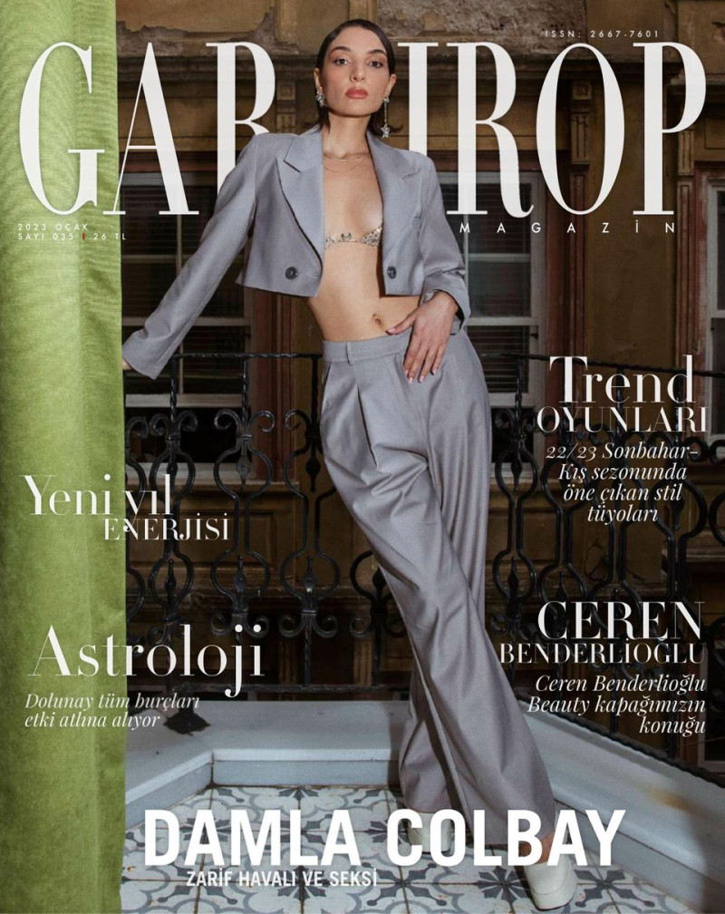 Damla Colbay featured on the Gardirop Magazin cover from January 2023