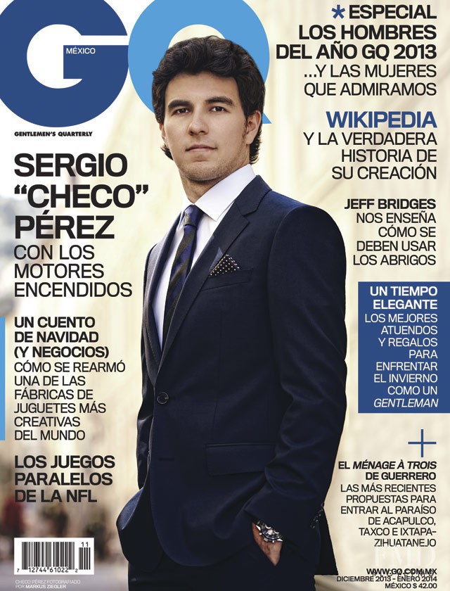 Sergio Pérez featured on the GQ Mexico cover from December 2013