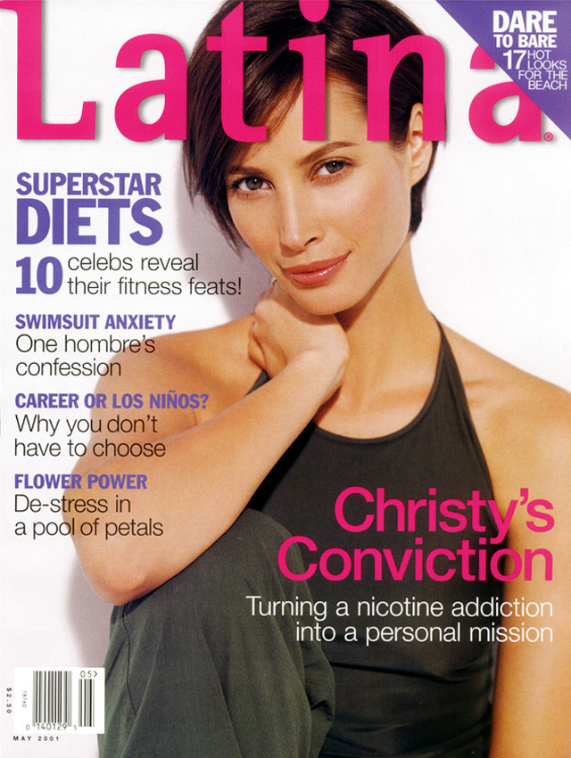 Christy Turlington featured on the Latina cover from May 2001