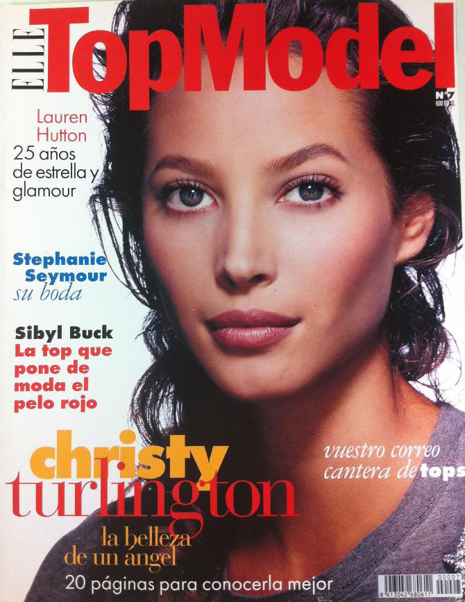 Christy Turlington featured on the Elle Top Model Spain cover from December 1995