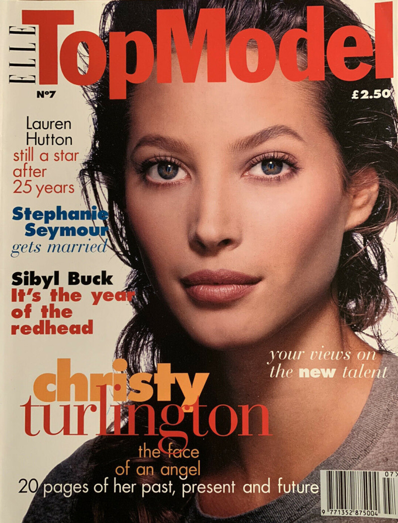 Christy Turlington featured on the Elle Top Model UK cover from December 1995