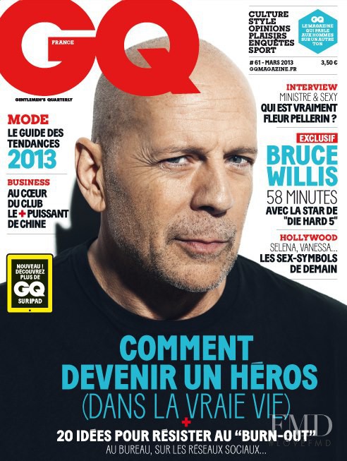 Bruce Willis featured on the GQ France cover from March 2013