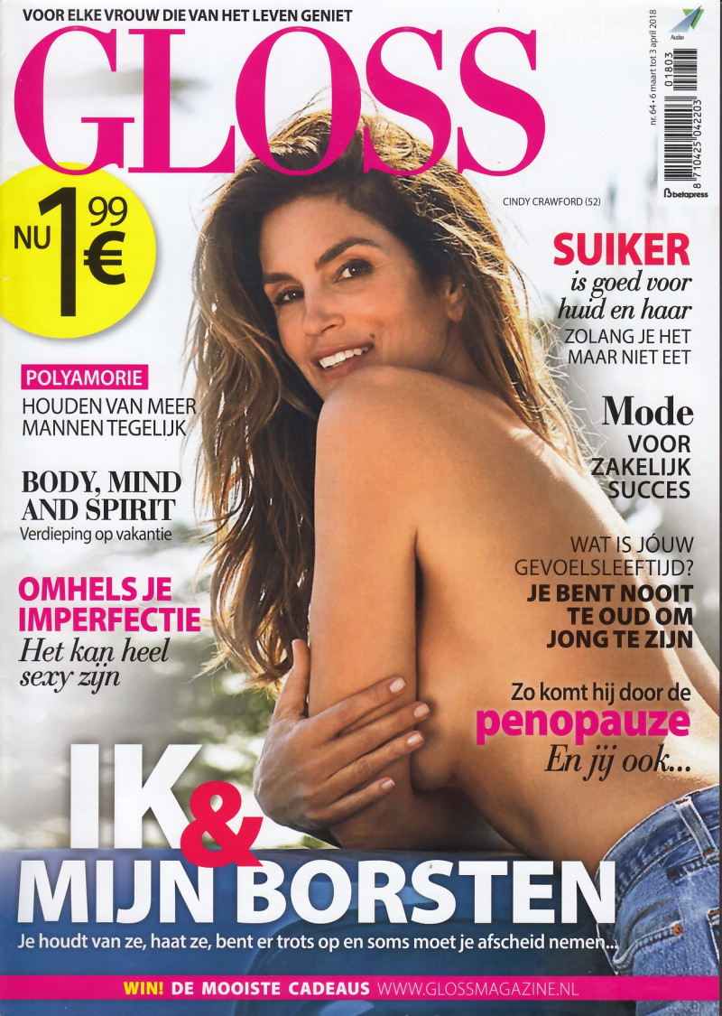 Cindy Crawford featured on the Gloss Netherlands cover from March 2018