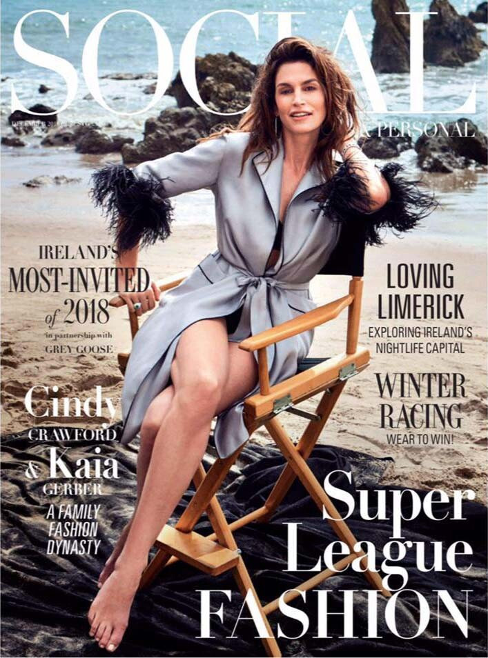 Cindy Crawford featured on the Social & Personal cover from March 2018