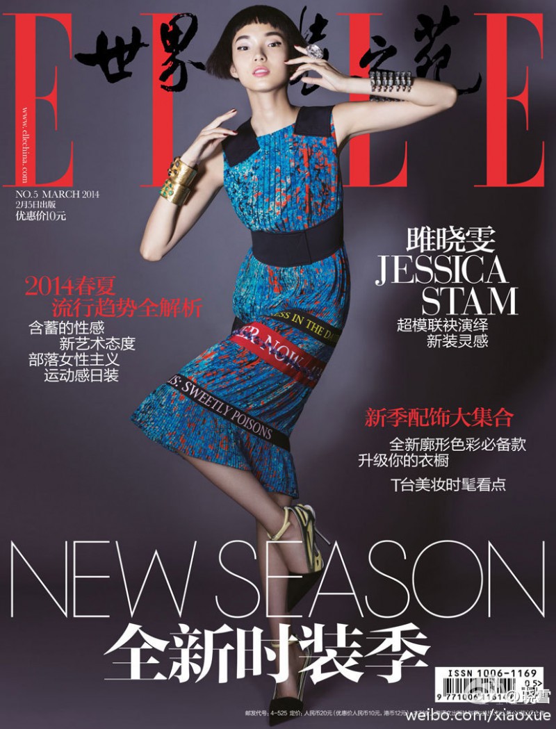 Xiao Wen Ju featured on the Elle China cover from March 2014