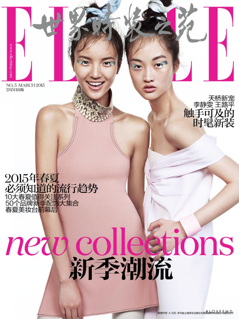 Jing Wen, Luping Wang featured on the Elle China cover from March 2015