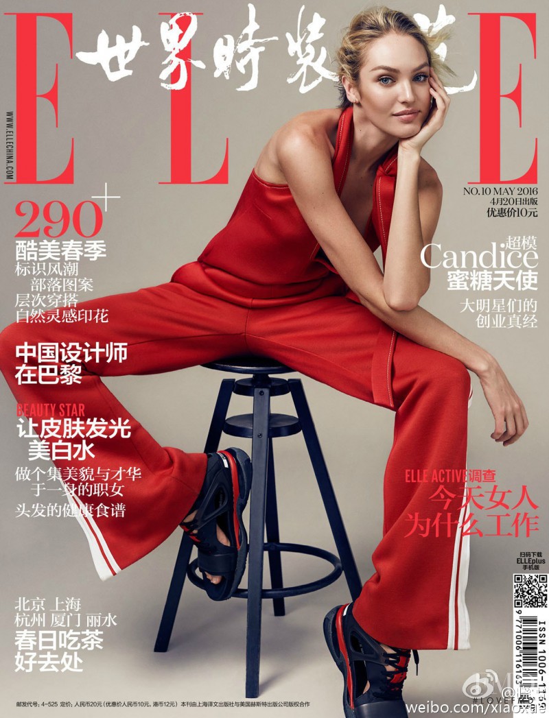 Candice Swanepoel featured on the Elle China cover from May 2016