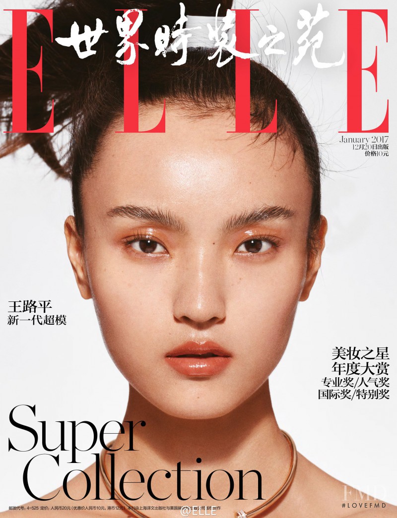 Luping Wang featured on the Elle China cover from January 2017