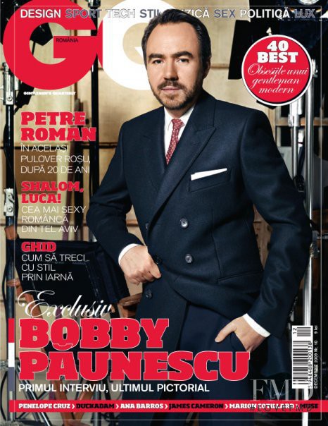 Bobby Paunescu featured on the GQ Romania cover from December 2009