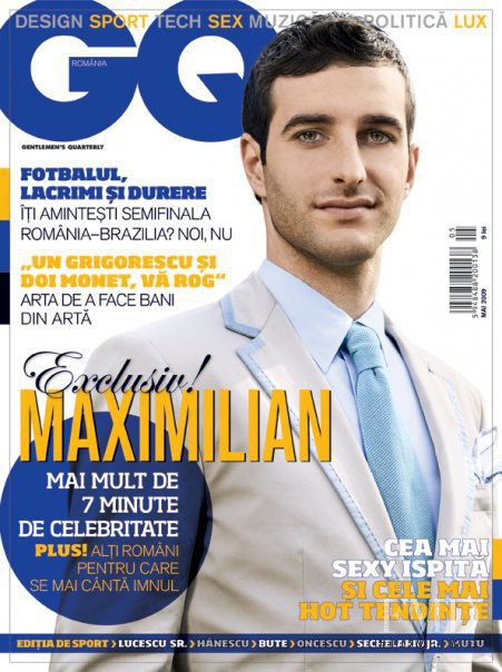 Maximilian Nicu featured on the GQ Romania cover from May 2009