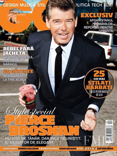 Pierce Brosnan featured on the GQ Romania cover from April 2010