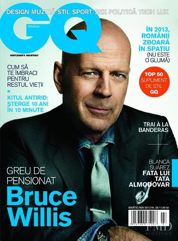 Bruce Willis featured on the GQ Romania cover from March 2013