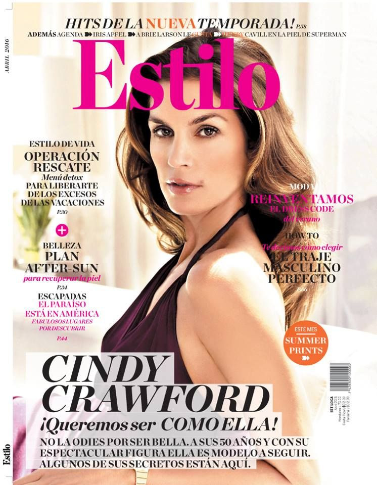 Cindy Crawford featured on the Estilo Honduras cover from April 2016