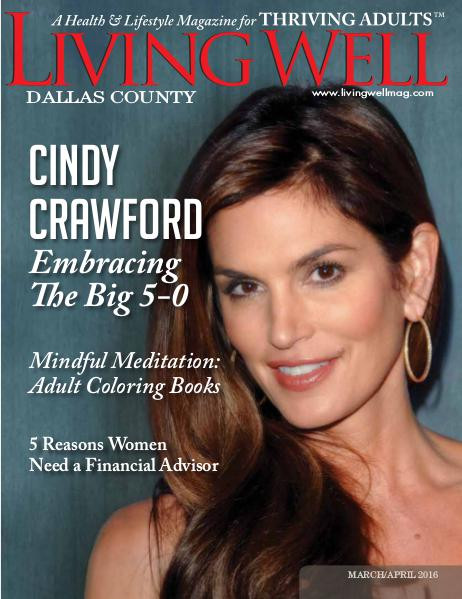 Cindy Crawford featured on the Living Well cover from March 2016