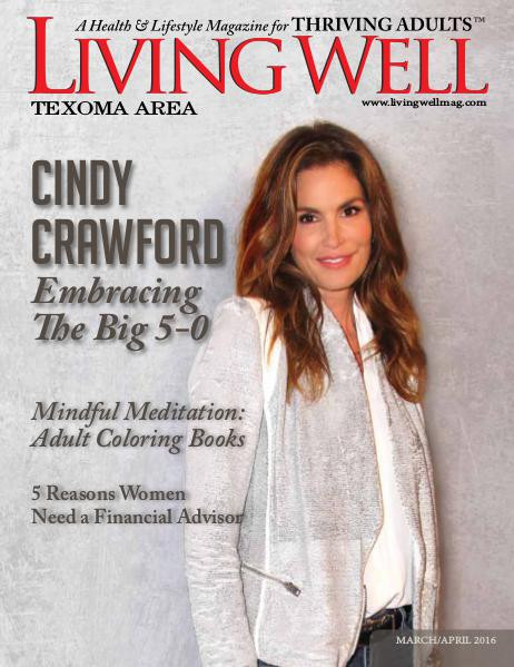 Cindy Crawford featured on the Living Well cover from March 2016