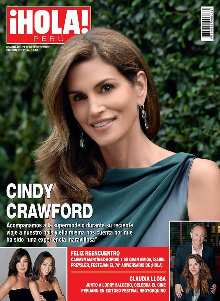 Cindy Crawford featured on the Hola! Peru cover from September 2014