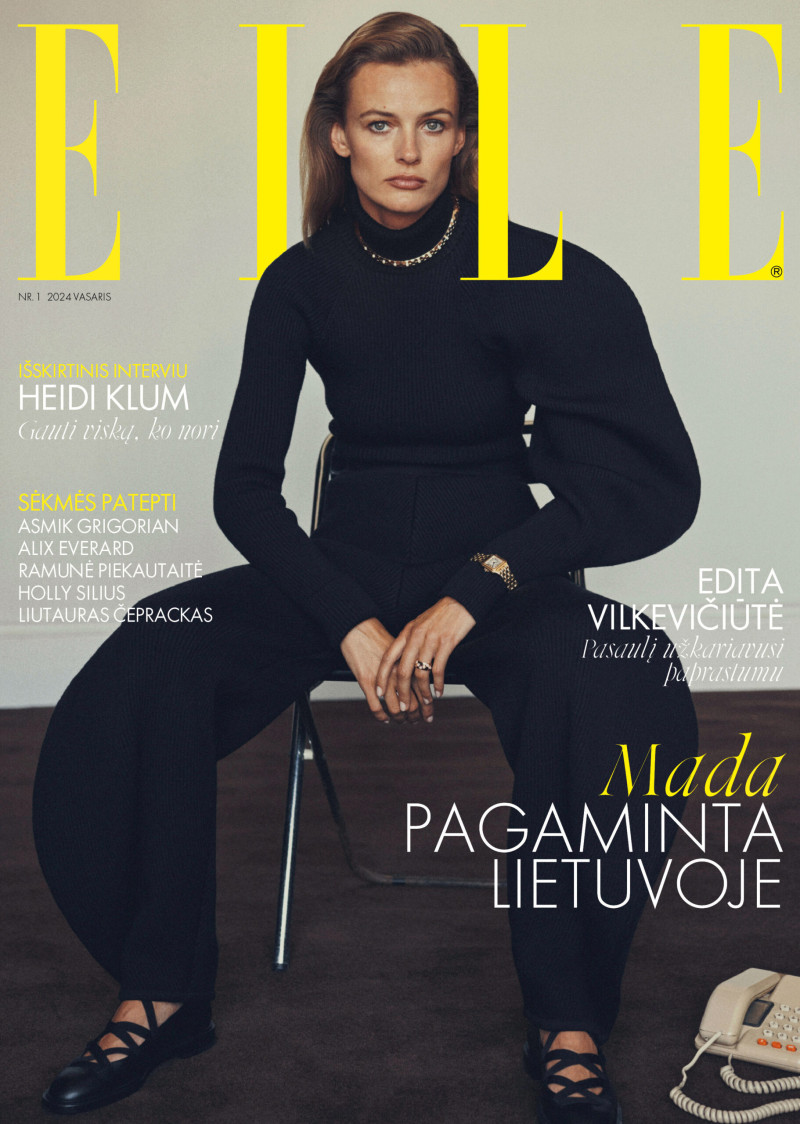 Edita Vilkeviciute featured on the Elle Lithuania cover from February 2024