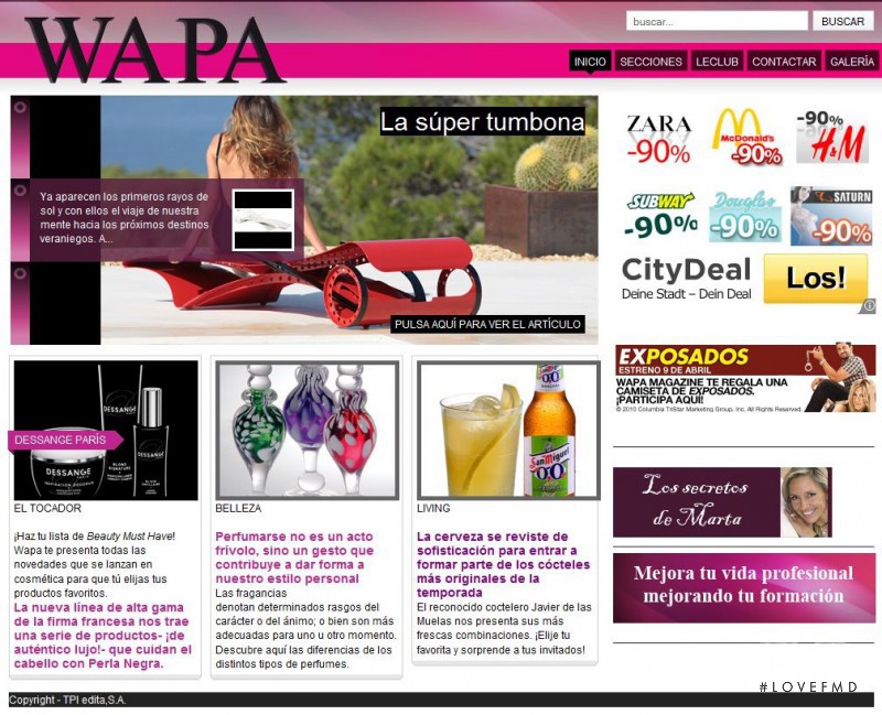  featured on the WapaMagazine.es screen from April 2010