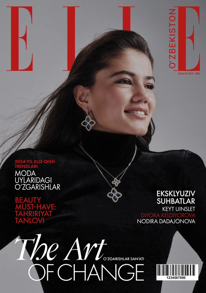 Diyora Keldiyorova featured on the Elle Uzbekistan cover from November 2024
