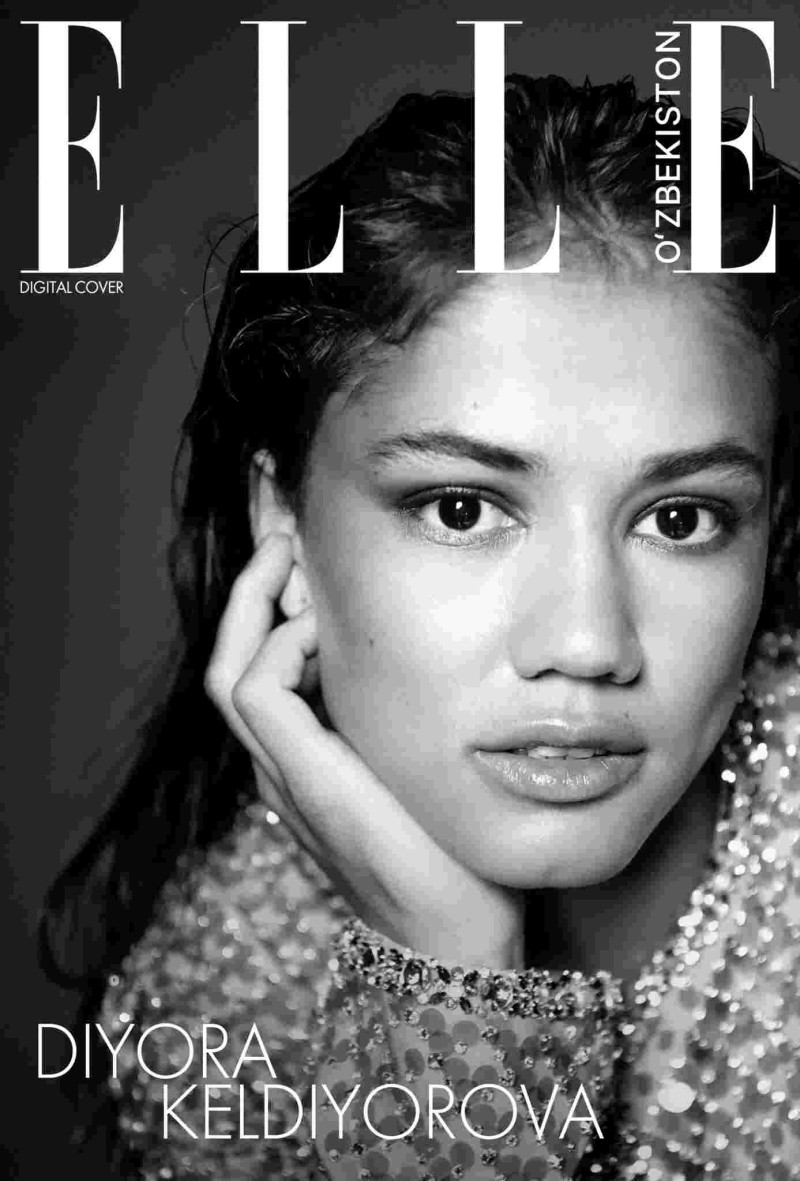 Diyora Keldiyorova featured on the Elle Uzbekistan cover from October 2024