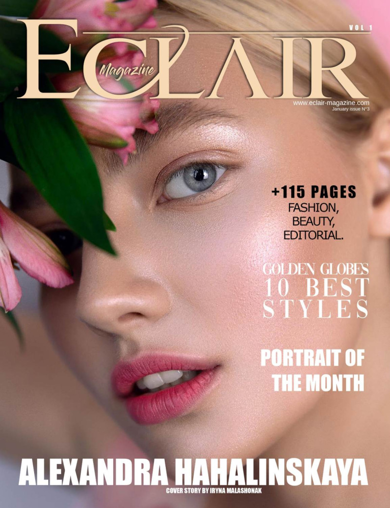 Alexandra Hahalinskaya featured on the Eclair Magazine cover from January 2020