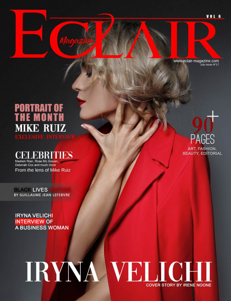 Iryna Velichi featured on the Eclair Magazine cover from July 2020