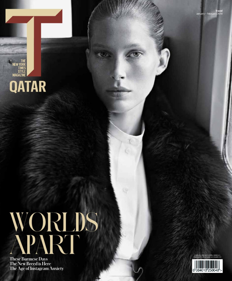 Iselin Steiro featured on the T - The New York Times Style - Qatar cover from January 2014