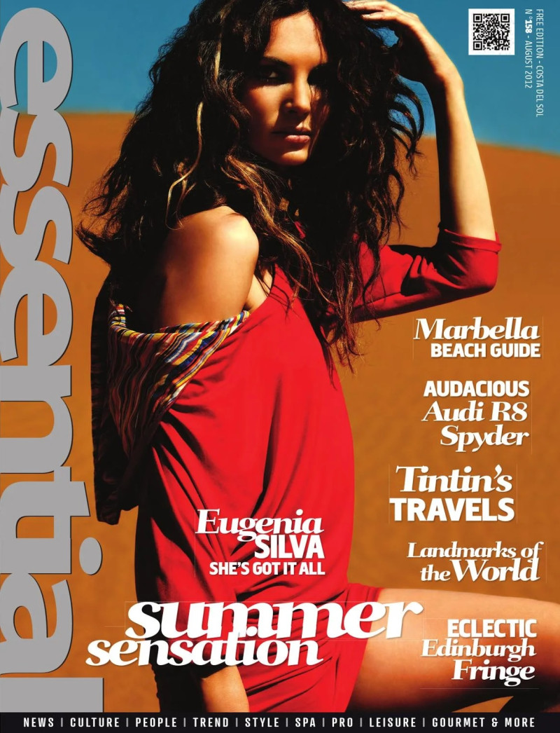 Eugenia Silva featured on the Essential Marbella Magazine cover from August 2012