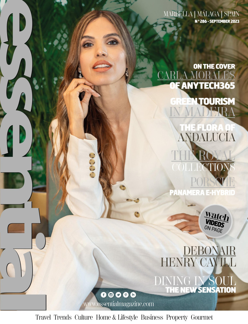 Carla Morales featured on the Essential Marbella Magazine cover from September 2023