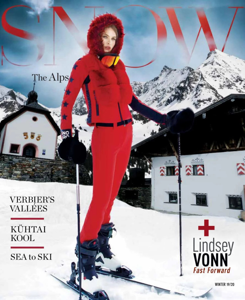 Lindsey Vonn featured on the Snow The Alps cover from December 2019