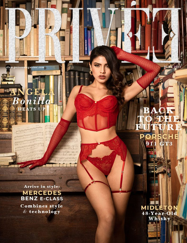 Angela Bonilla featured on the Privée Magazine cover from June 2023