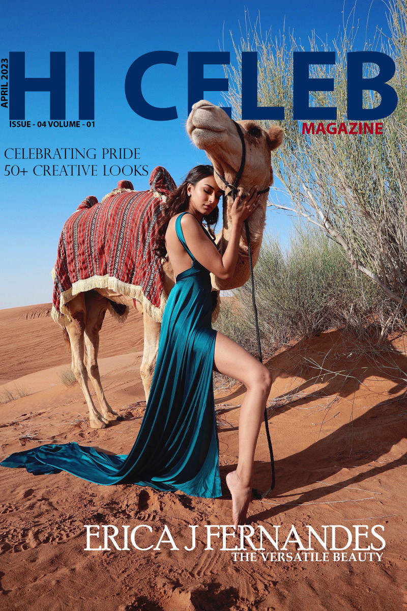 Erica J Fernandes featured on the Hi Celeb Magazine cover from April 2023