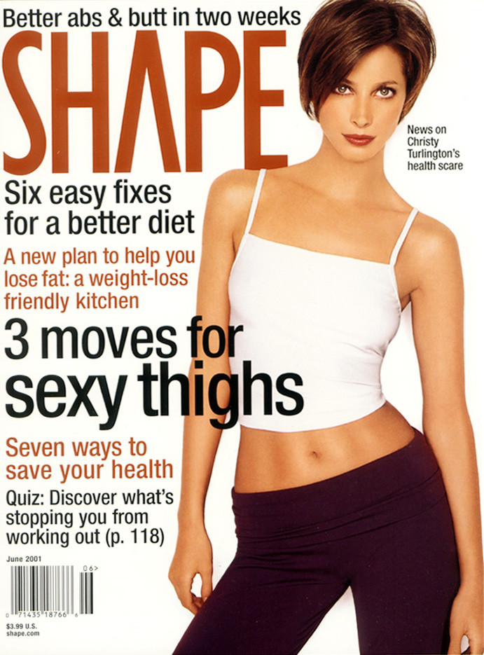 Christy Turlington featured on the Shape USA cover from June 2001