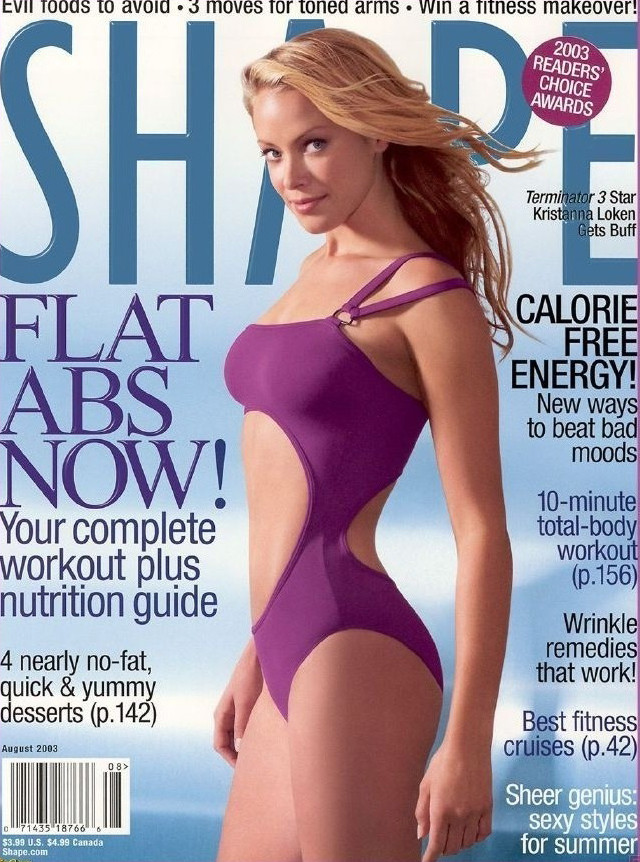 Kristanna Loken featured on the Shape USA cover from August 2003