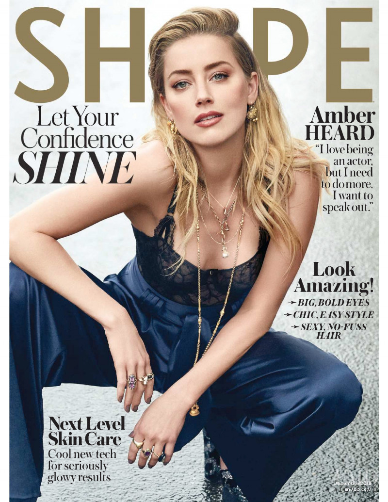 Amber Heard featured on the Shape USA cover from December 2018