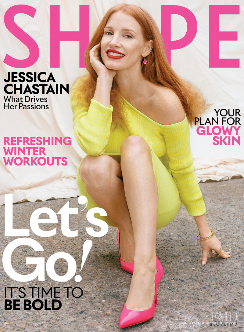 Jessica Chastain featured on the Shape USA cover from January 2021