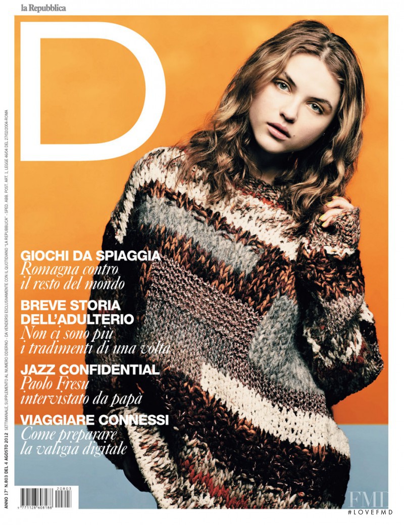 Rasa Zukauskaite featured on the La Repubblica delle Donne cover from August 2012