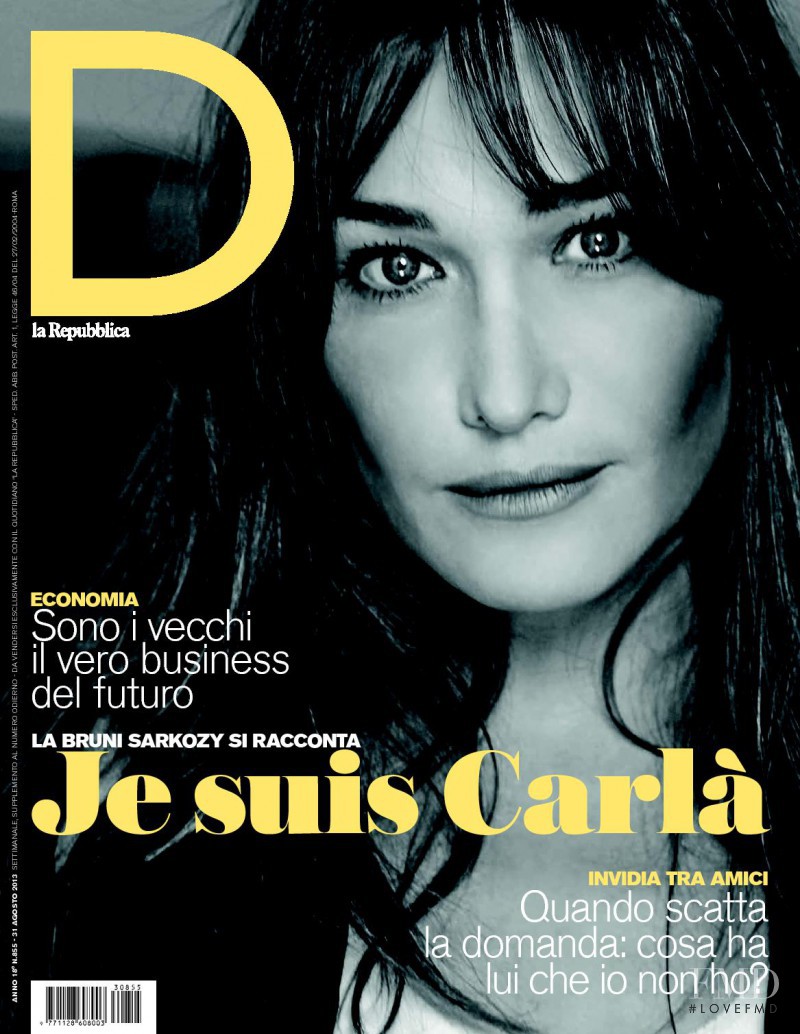 Carla Bruni featured on the La Repubblica delle Donne cover from August 2013