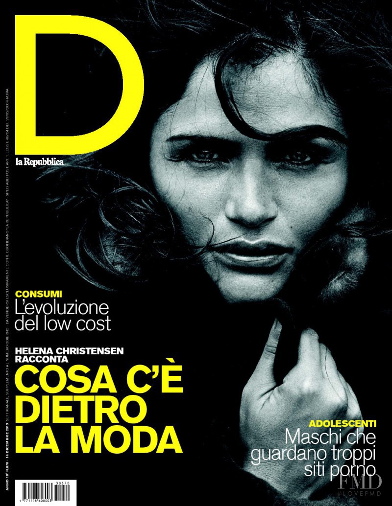 Helena Christensen featured on the La Repubblica delle Donne cover from December 2013