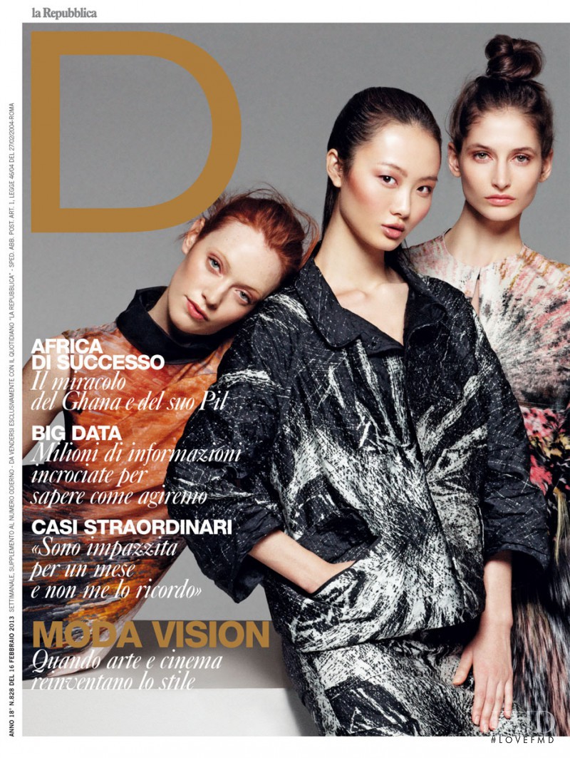 Suzanne Diaz, Chantal Stafford-Abbott, Samantha Xu featured on the La Repubblica delle Donne cover from February 2013