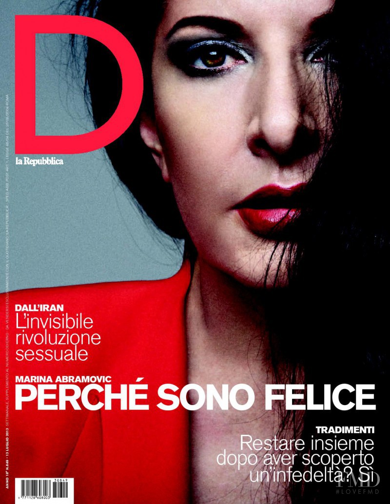 Marina Abramovic featured on the La Repubblica delle Donne cover from July 2013