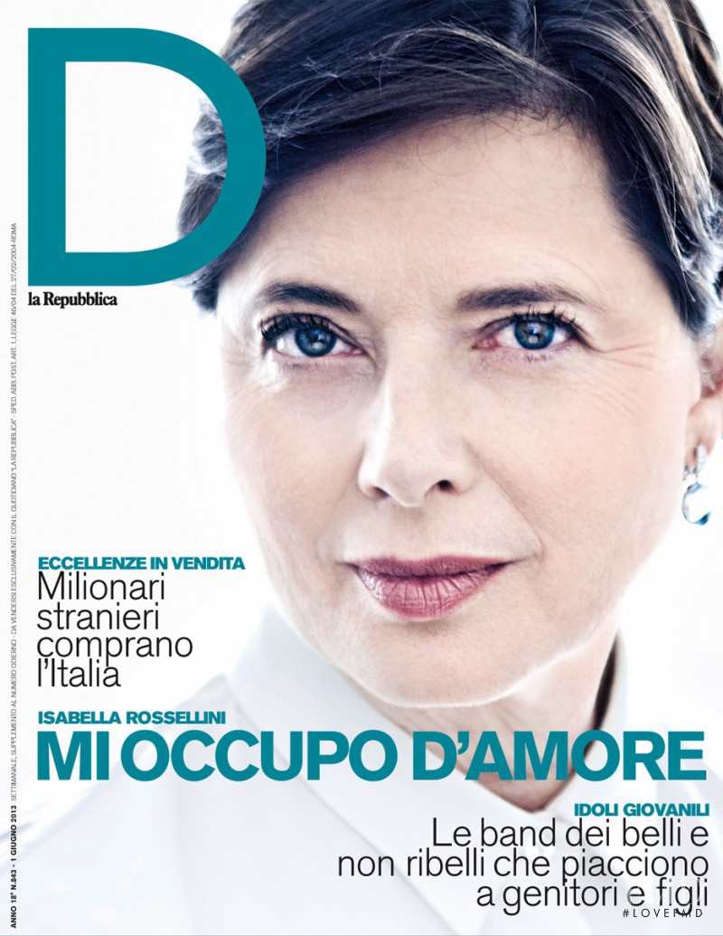 Isabella Rossellini featured on the La Repubblica delle Donne cover from June 2013