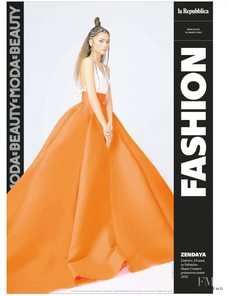 Zendaya featured on the La Repubblica delle Donne cover from March 2021
